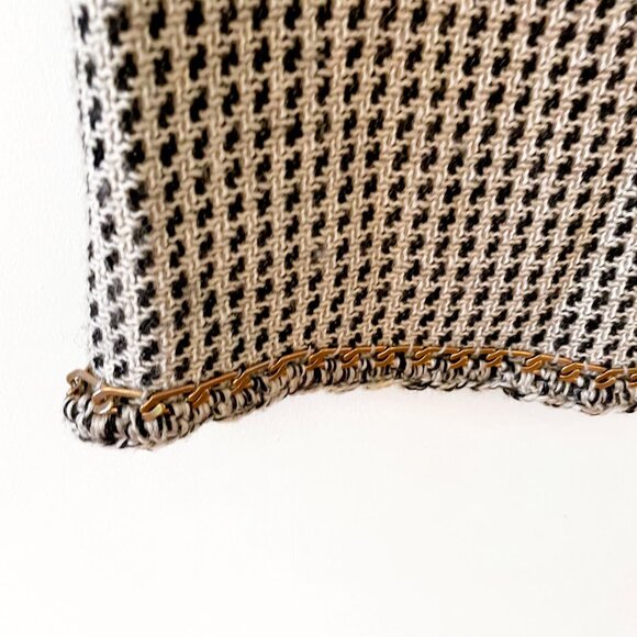 Moschino Floral Appliqué Beige Tweed Chain Hem Skirt, Size 12 - Picture 5 of 6